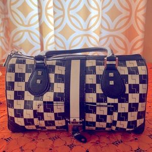 L.A.M.B. Satchel handbag purse. Black and white check